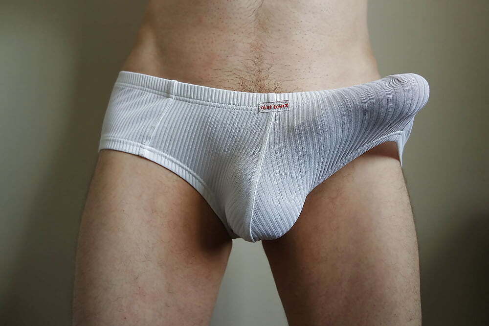 Cock growing blue underwear bulge