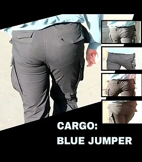 Hot blue jumper dude in Cargo Trousers