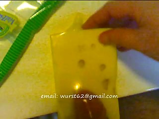 Depraved Amateur Rubbing His Dick Against Cheese
