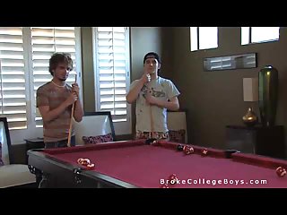 Nude twinks plays in billiard