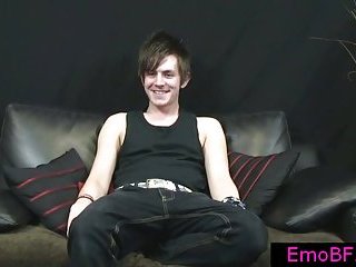 Gay emo twink jacking off his dick
