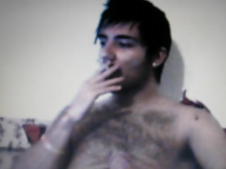Hairy arab guy jerking on cam