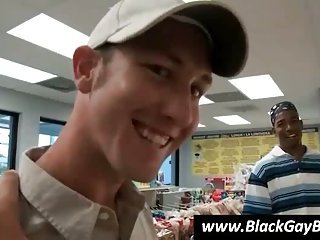 White preppy boys love sucking ghetto big black cocks in public