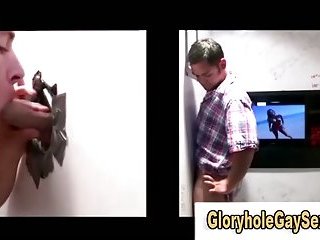 Gay bj for straighty twink lured to gloryhole by chick