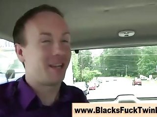 Amateur gay twink gets black cock