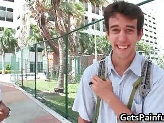 Cute white guy gets jizzed all over by Castro 2