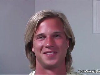Cute blonde dude gets to suck stiff rod and fuck up tight butt 1