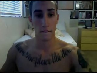 Beautiful College Guy With Hot Tats Jerking Off