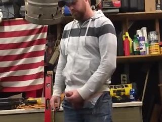 Horny redneck plays with his cock