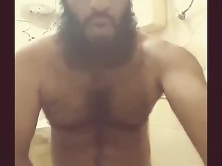 Thick hairy Arab stud jerking off