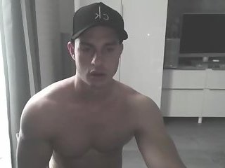 Physically fit cam boy beats his meat