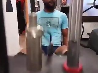 My big black dick slips out my shorts while working out