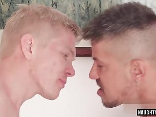 Russian gay threesome and facial