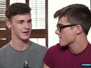 Brunette twink anal sex and facial