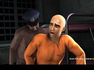 3D CARTOON PRISONER GETS FUCKED ANALLY BY A FAT BLACK COP