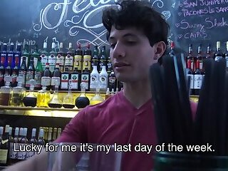 LatinLeche - Cum Thirsty Boy Sucks A Bartenders Uncut Cock