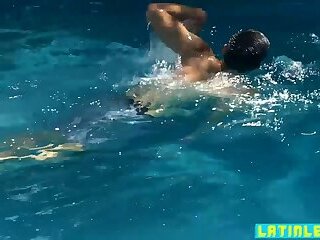 Stud latino anal fucked by the swimming pool bareback