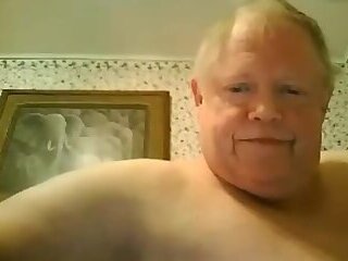 fat grandpa jerking off on the bed