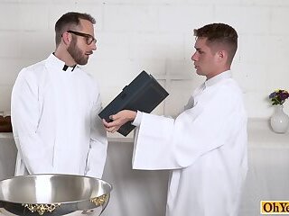 Twink agrees to fuck with the old priest for redemption