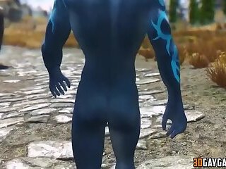 Big muscle blue guy fucking human in the ass