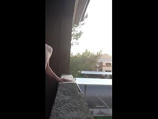Exhibitionist almost caught jacking in public on my balcony