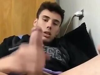 French Twink jerking off at home and cumming