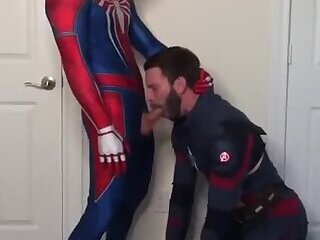 Spiderman sucked by Captain America