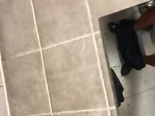 Playing in toilet at gym