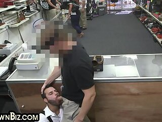 Gay pawn doggystyle banged in toilet of the pawn shop