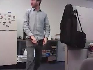 Dad strokes cock at the office 3