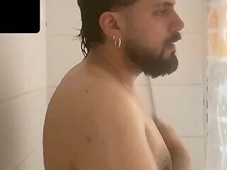 Handsome guy in the shower