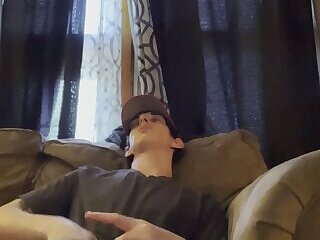 Sexy Guy Jacking Off While Sitting On Couch (Huge Cumshot)