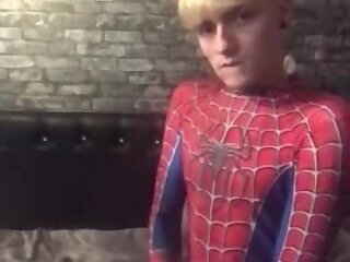 Gay Spider-Man twink wank and smoke