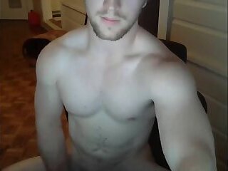 Cute muscled stud jerks off & cums for me on cam