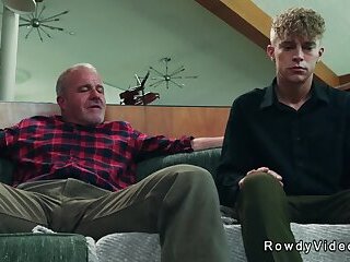 Old and young gay stepbrothers anal fucking