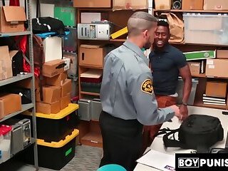 A young ebony shoplifters ass is busted by a security guard