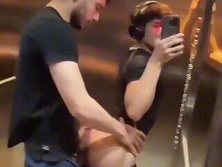 Bubble butt twink getting fucked in elevator
