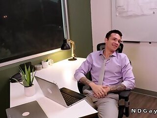 Gay co workers rimjob and anal fuck in the office