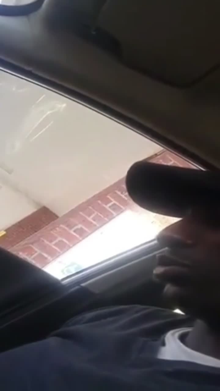 Playing with straight thug cock in car