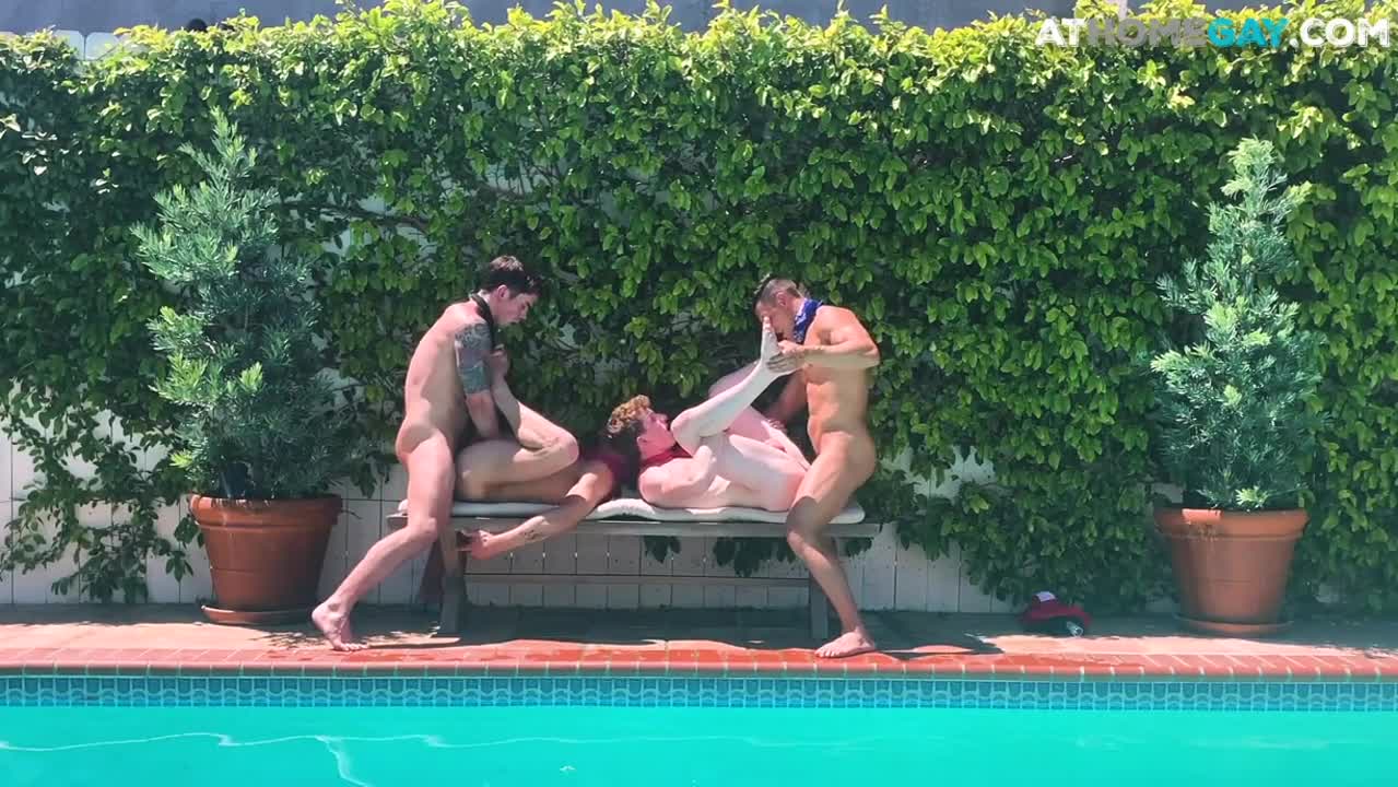 Outdoor orgy gays enjoy barebacking anal action at home