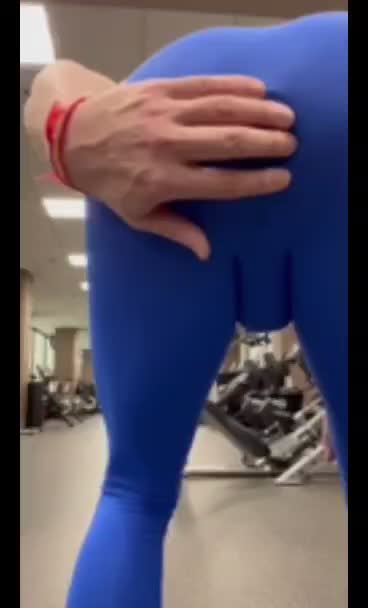 Smashing The Gym with cum in blue tights
