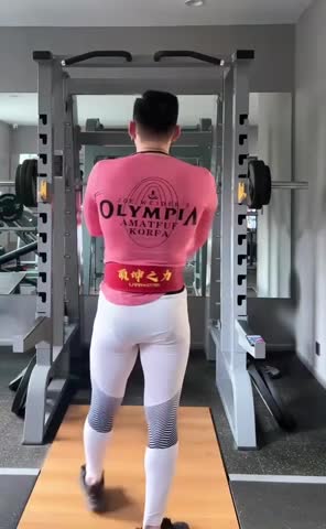 A Chinese Muscle Man Workout in Sexy Tights With A Small Cock